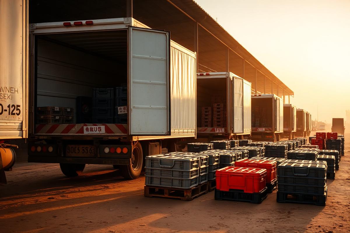 Refrigerated trucks at the depot